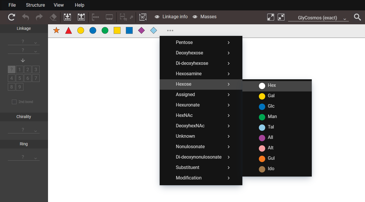 Selecting a monosaccharide residue