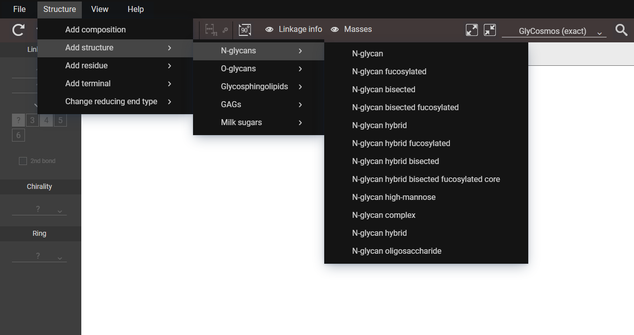 Steps to select a glycan structure template