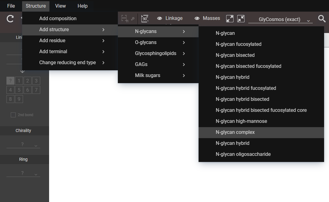 Structureメニューの展開手順